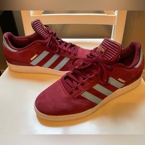 Mens Size 9 Adidas Originals Busenitz Skate Shoes Burgundy / Clear Blue EUC